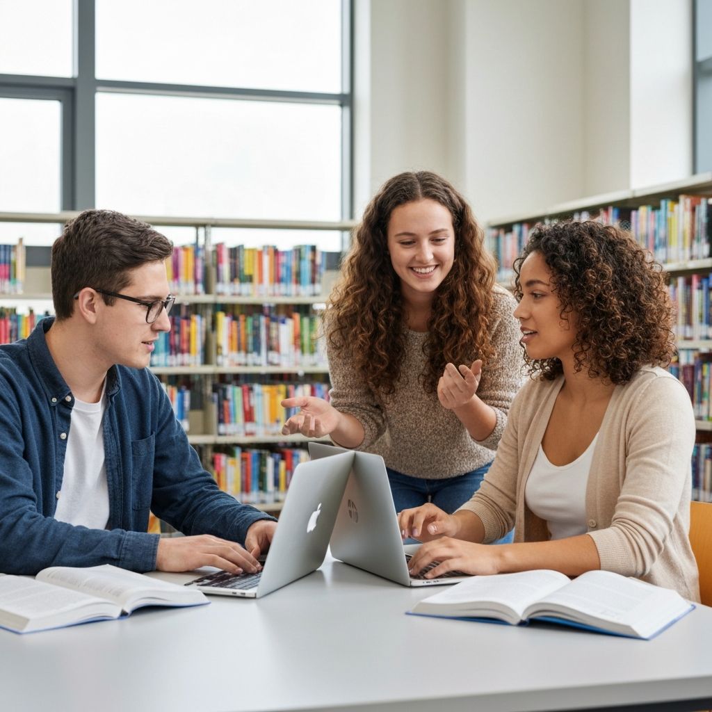 Students collaborating on creating quizzes